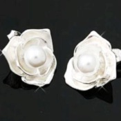 Cheap Silver-plated flower earrings with pearl Ed00089