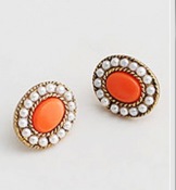 Cheap Oval pearl and jewel stud earrings Ed00091orange