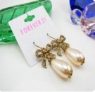 Cheap FOREVER21 bowknot and pearl earrigs Eh00054