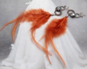 Cheap Korea style Retro circles connected feather earrings