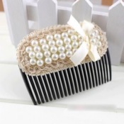 Pearl bowknot comb  Fs00002beige