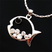 Cheap Color diamond hollow out fish necklace  