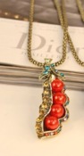 Cheap Retro pea long necklace   Xl00214red