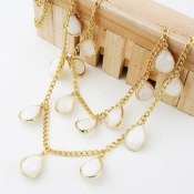 Cheap Exquisite multi-slice jewel waterdrop double necklace 