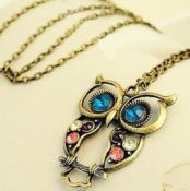 Cheap Diamond retro owl necklace  Xl00312