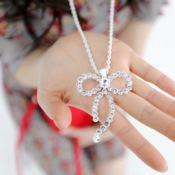 Cheap Diamond bowknot necklace Xl00366silver